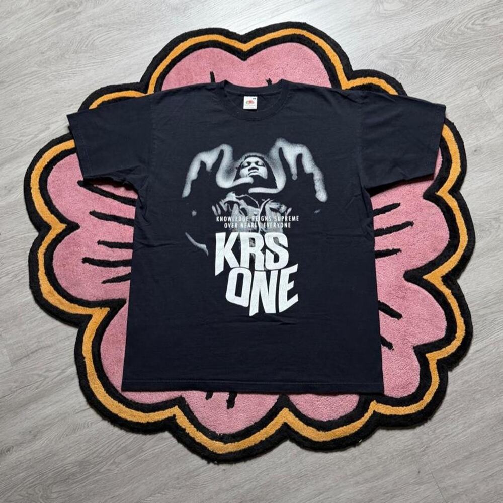 Vintage Y2K KRS One Knowledge Reigns Supreme Graphic T-shirt Size Large Black
